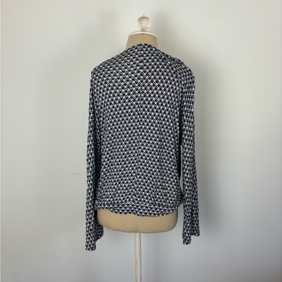 Lascana Long Sleeve Top Multicolor Printed V Neck Pullover 4/6 - Picture 2 of 6